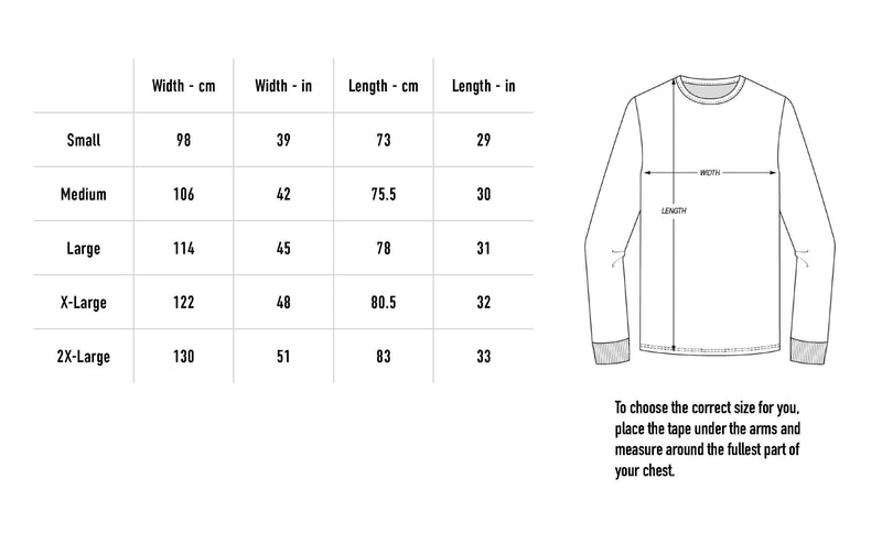 Size chart for Pancake Longsleeve - White