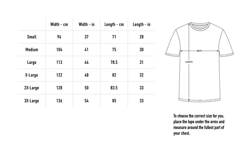 Size chart for Plini Embroidered T-Shirt - Green