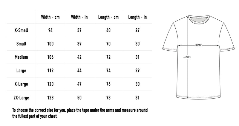 Size chart for Cancelled T-Shirt - Navy