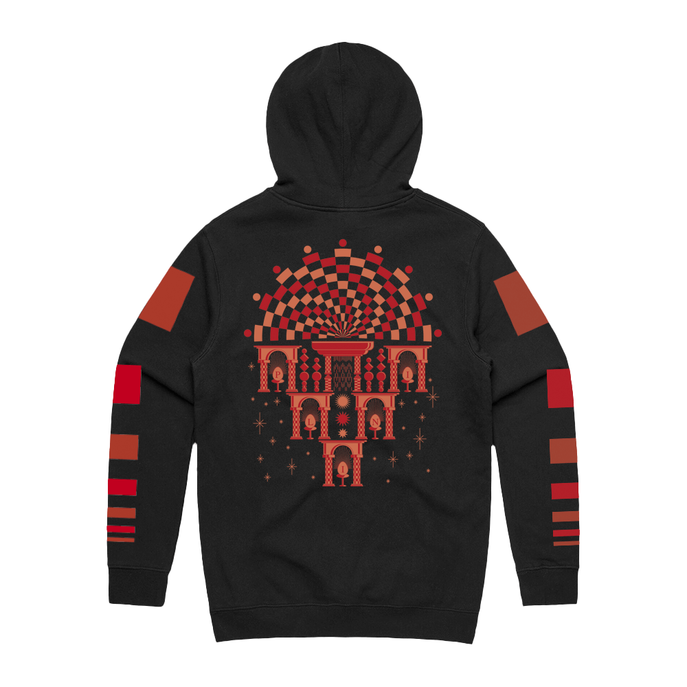 Red Mosaic Hoodie - Black
