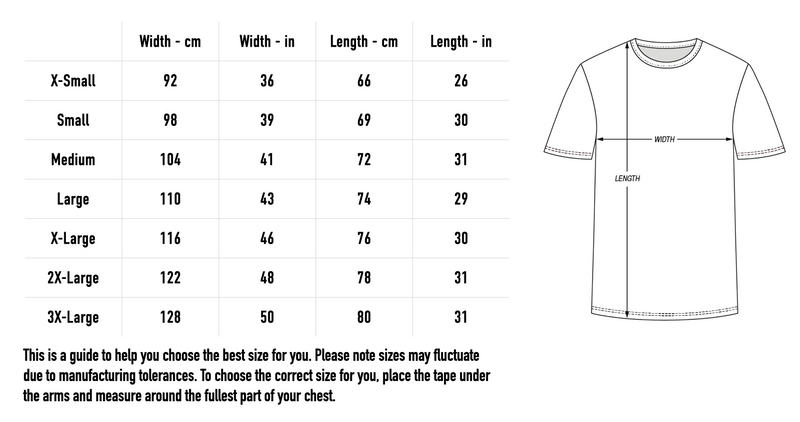 Size chart for Altruism T-Shirt - White
